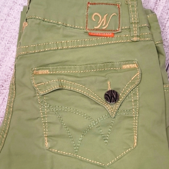 WÖRN Green Stretch Denim Back Flap Pocket Jeans Straight Leg size 4/27 - Picture 6 of 13